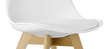 BTEXPERT m5079 Naba Modern Midcentury Wood Leg Soft Padded Upholstery White Dining Chairs Set of 4