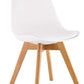 BTEXPERT m5079 Naba Modern Midcentury Wood Leg Soft Padded Upholstery White Dining Chairs - Set of 4
