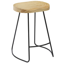 BTEXPERT Industrial 24" Counter Bar Height Large Bistro Stools saddle Wood 2 PCS