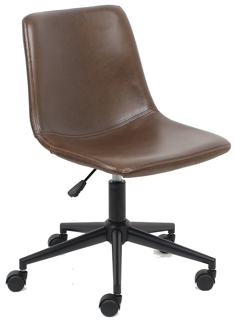 Yafa Mid Back Fuax Leather Task Chair, Brown Office Chair BTExpert La