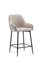 BTEXPERT Set of 2 Premium upholstered Dining 25" High Back Stool Bar Chairs, Beige fabric Barstools
