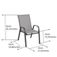 BTExpert  Indoor Outdoor Gray Restaurant Flexible Sling Stack Chairs, Metal Frame - Set of 2