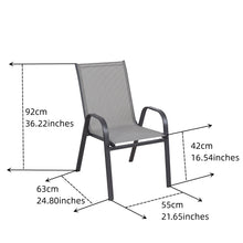 BTExpert Indoor Outdoor 2 - Set of Two Gray Restaurant Flexible Sling Stack Chairs, patio Metal Frame Chair