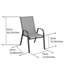 BTExpert Indoor Outdoor 3 - Set of Three Gray Restaurant Flexible Sling Stack Chairs, patio Metal Frame Chair