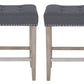 BTExpert Quail Wooden Linen Tufted 27" Counter Bar Stool with Nail Trim - Set of 2