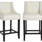 BTExpert Shauhin Quilted Leather 39" Bar Stool Chair, Accent with Nail Trim - Set of 2