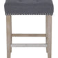BTExpert Quail Wooden Linen Tufted 27" Counter Bar Stool with Nail Trim - Set of 2