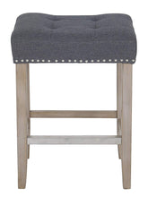 BTEXPERT Quail Wooden Linen Tufted Counter 27" Bar Stool, Accent Nail Trim Barstool Set of 2