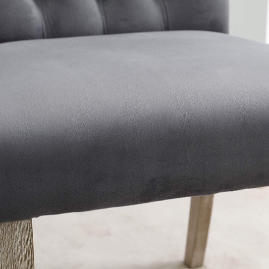 BTExpert Charcoal Velvet, Charcoal Tufted High Back Dining Chairs - Set of 2