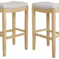 BTEXPERT Shabaz Backless Stools, Linen Beige Fabric Bar Height - Set of 2