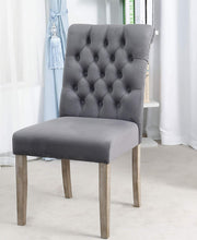 NEW Set Of Two (2) GREY upholstery dining chairs velvet tufted fabric button Camran High Back Velvet Charcoal Tufted