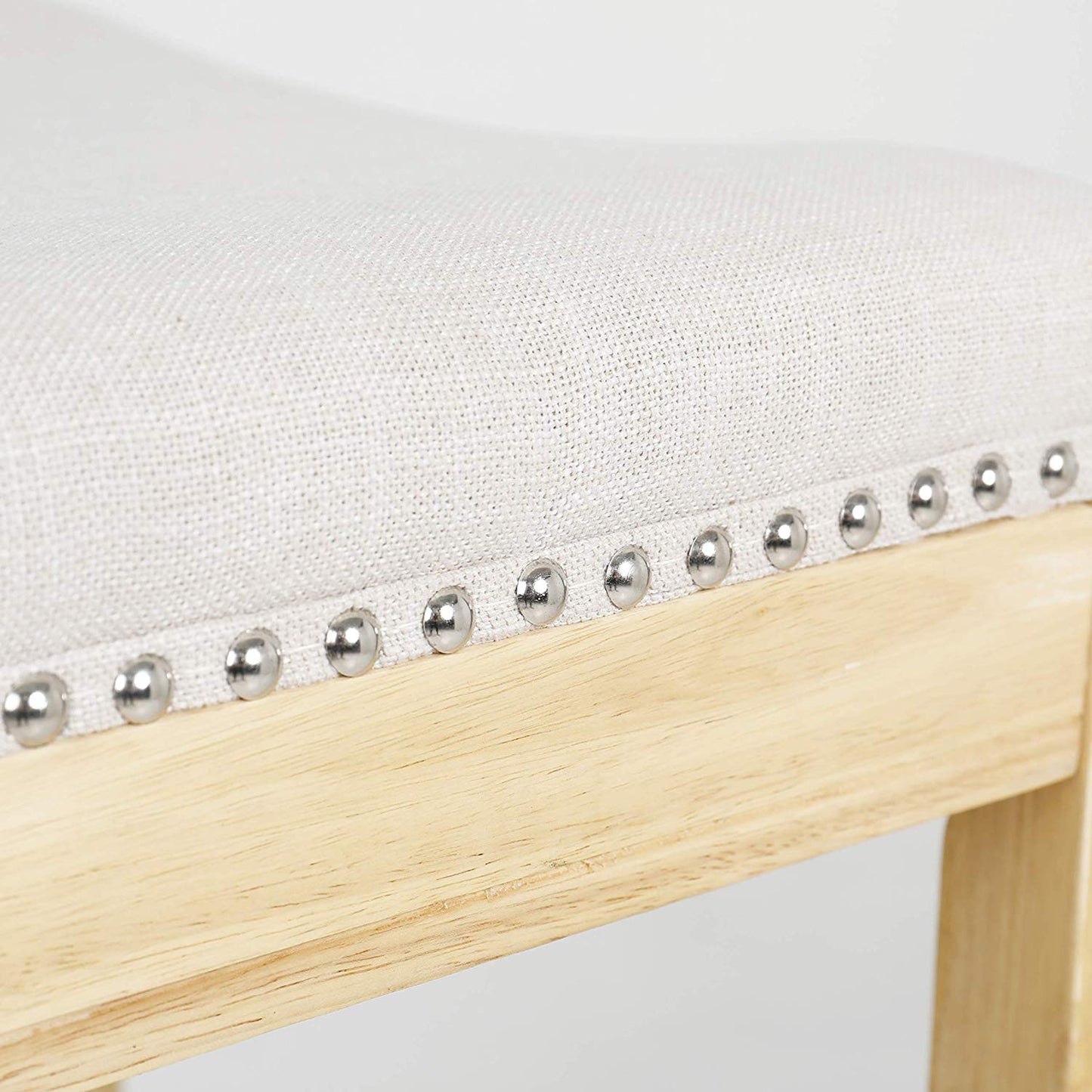 BTEXPERT Shabaz Backless Stools, Linen Beige Fabric Bar Height - Set of 2