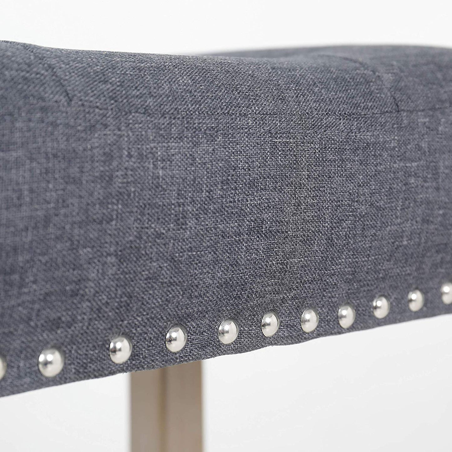 BTExpert Quail Wooden Linen Tufted 27" Counter Bar Stool with Nail Trim - Set of 2