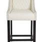 BTExpert Shauhin Quilted Leather 39" Bar Stool Chair, Accent with Nail Trim - Set of 2