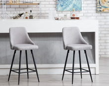 TWO- New Premium upholstered Dining 25" High Back Stool Bar Chairs, Set of 2 Pack Gray Polyester