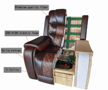 BTExpert Power Motion Recliner Chair with USB Charging Port Electric Recliners, Headrest Upholstered Two Tone Dark Light Brown Top Grain Leather Reclining Chair