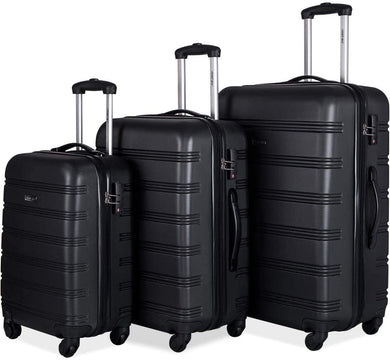3 Pieces  ima Luggage Set Expandable Hardside Lightweight Spinner Suitcase with TSA Lock [Upgraded Version], Black