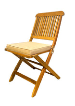 BTExpert 4 Patio Fully Assembled Outdoor Acacia Wood Solid Outdoor Wood Folding Chair, Teak Finish, Tan Cushions, Patio, Garden