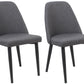 BTExpert Nuha Dining Chairs, Gray upholstery, Dark Metal Legs - Set of 2