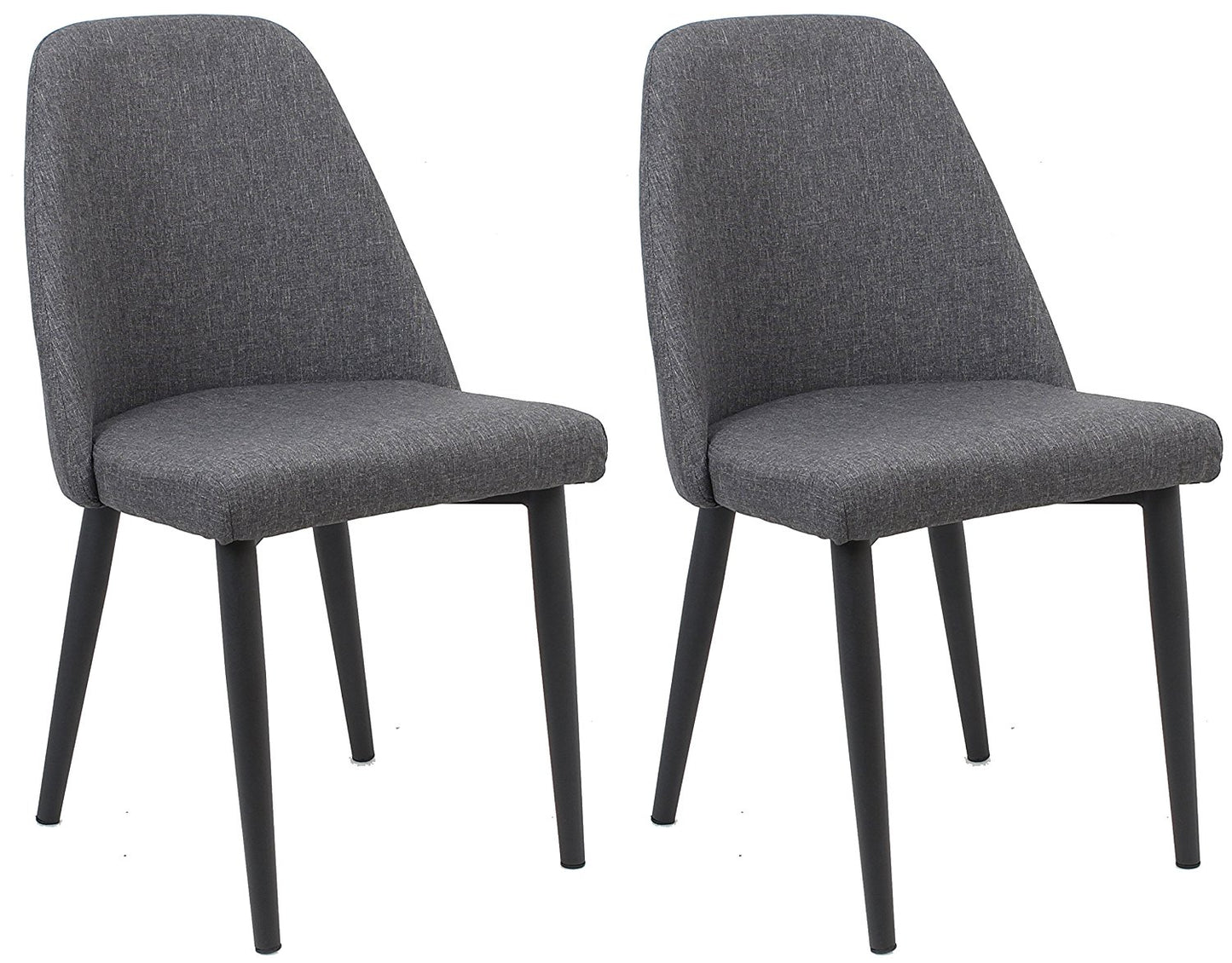 BTExpert Nuha Dining Chairs, Gray upholstery, Dark Metal Legs - Set of 2