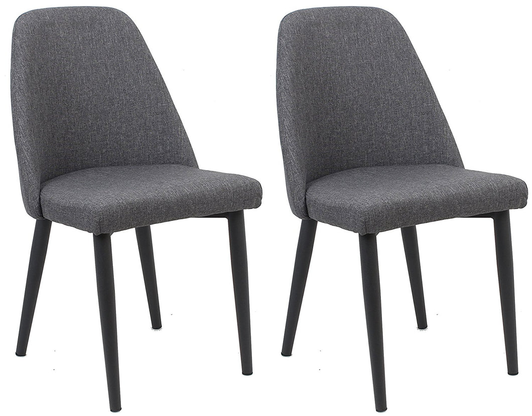 BTExpert Nuha Dining Chairs, Set of 2, Gray upholstery, Dark Metal Legs