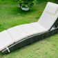 BTExpert Outdoor Foldable Chaise Lounge Chair, Wicker Rattan Reclining Sun Bed, Adjustable Padded Backrest Pillow, Assembled