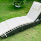 BTExpert Outdoor Foldable Chaise Lounge Chair, Wicker Rattan Sun Bed with Adjustable Backrest & Pillow - Set of 2