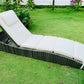 BTExpert Outdoor Foldable Chaise Lounge Chair, Wicker Rattan Reclining Sun Bed, Adjustable Padded Backrest Pillow, Assembled